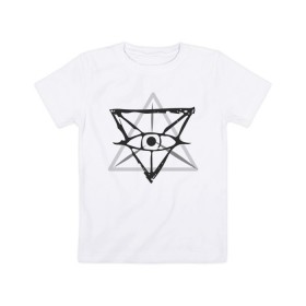 Детская футболка хлопок с принтом OKO II в Санкт-Петербурге, 100% хлопок | круглый вырез горловины, полуприлегающий силуэт, длина до линии бедер | Тематика изображения на принте: глаз | око | пирамида | треугольник