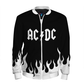 Мужской бомбер 3D с принтом AC DC в Санкт-Петербурге, 100% полиэстер | застегивается на молнию, по бокам два кармана без застежек, по низу бомбера и на воротнике - эластичная резинка | ac | ac dc | dc | music | rock | музыка | рок
