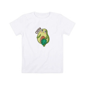 Детская футболка хлопок с принтом Авокадо в Санкт-Петербурге, 100% хлопок | круглый вырез горловины, полуприлегающий силуэт, длина до линии бедер | авокадо | веган | еда блогеров | мемы | минимализм | прикольные картинки | прикольные надписи | растение | смешное авокадо | фрукт
