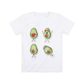 Детская футболка хлопок с принтом Авокадо в Санкт-Петербурге, 100% хлопок | круглый вырез горловины, полуприлегающий силуэт, длина до линии бедер | авокадо | веган | еда блогеров | мемы | минимализм | прикольные картинки | прикольные надписи | растение | смешное авокадо | фрукт