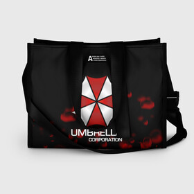 Сумка-шоппер 3D с принтом UMBRELLA CORP в Санкт-Петербурге, 100% полиэстер | застегивается на металлическую кнопку; внутренний карман застегивается на молнию. Стенки укреплены специальным мягким материалом, чтобы защитить содержимое от несильных ударов
 | biohazard | biohazard 7 | crocodile | fang | game | hand | monster | new umbrella | resident evil | resident evil 7 | umbrella | umbrella corp | umbrella corporation | zombie | обитель