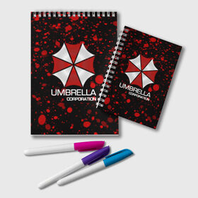 Блокнот с принтом UMBRELLA CORP в Санкт-Петербурге, 100% бумага | 48 листов, плотность листов — 60 г/м2, плотность картонной обложки — 250 г/м2. Листы скреплены удобной пружинной спиралью. Цвет линий — светло-серый
 | Тематика изображения на принте: biohazard | biohazard 7 | crocodile | fang | game | hand | monster | new umbrella | resident evil | resident evil 7 | umbrella | umbrella corp | umbrella corporation | zombie | обитель