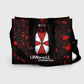 Сумка-шоппер 3D с принтом UMBRELLA CORP в Санкт-Петербурге, 100% полиэстер | застегивается на металлическую кнопку; внутренний карман застегивается на молнию. Стенки укреплены специальным мягким материалом, чтобы защитить содержимое от несильных ударов
 | biohazard | biohazard 7 | crocodile | fang | game | hand | monster | new umbrella | resident evil | resident evil 7 | umbrella | umbrella corp | umbrella corporation | zombie | обитель