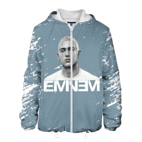 Мужская куртка 3D с принтом EMINEM. в Санкт-Петербурге, ткань верха — 100% полиэстер, подклад — флис | прямой крой, подол и капюшон оформлены резинкой с фиксаторами, два кармана без застежек по бокам, один большой потайной карман на груди. Карман на груди застегивается на липучку | Тематика изображения на принте: eminem | marshall bruce mathers | music to be murdered by | rap | американский рэпер | зарубежный реп | маршалл брюс мэтерс | музыка | реп | рэпер | эм | эминем