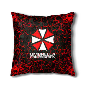 Подушка 3D с принтом UMBRELLA CORPORATION. в Санкт-Петербурге, наволочка – 100% полиэстер, наполнитель – холлофайбер (легкий наполнитель, не вызывает аллергию). | состоит из подушки и наволочки. Наволочка на молнии, легко снимается для стирки | corp | corporation | resident evil | umbrella | umbrella corporation | зомби апокалипсис | зонт | игра