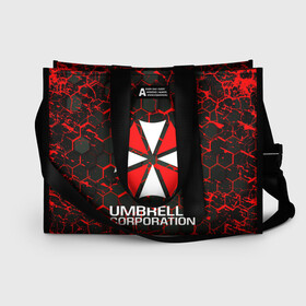 Сумка-шоппер 3D с принтом UMBRELLA CORPORATION в Санкт-Петербурге, 100% полиэстер | застегивается на металлическую кнопку; внутренний карман застегивается на молнию. Стенки укреплены специальным мягким материалом, чтобы защитить содержимое от несильных ударов
 | corp | corporation | resident evil | umbrella | umbrella corporation | зомби апокалипсис | зонт | игра