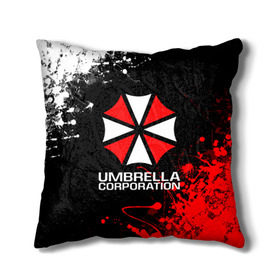 Подушка 3D с принтом UMBRELLA CORPORATION. в Санкт-Петербурге, наволочка – 100% полиэстер, наполнитель – холлофайбер (легкий наполнитель, не вызывает аллергию). | состоит из подушки и наволочки. Наволочка на молнии, легко снимается для стирки | corp | corporation | resident evil | umbrella | umbrella corporation | зомби апокалипсис | зонт | игра