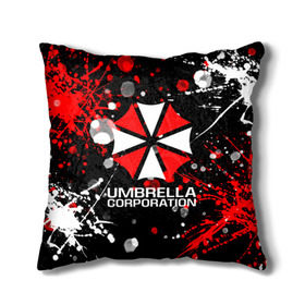 Подушка 3D с принтом UMBRELLA CORPORATION. в Санкт-Петербурге, наволочка – 100% полиэстер, наполнитель – холлофайбер (легкий наполнитель, не вызывает аллергию). | состоит из подушки и наволочки. Наволочка на молнии, легко снимается для стирки | corp | corporation | resident evil | umbrella | umbrella corporation | зомби апокалипсис | зонт | игра