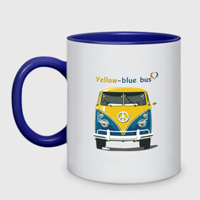 Кружка двухцветная с принтом Я люблю вас (Yellow-blue bus) в Санкт-Петербурге, керамика | объем — 330 мл, диаметр — 80 мм. Цветная ручка и кайма сверху, в некоторых цветах — вся внутренняя часть | 14 февраля | bus | camper | i love you | love you | volkswagen | vw | автобус | автомобилисту | английский | бейсболка | бутылка | валентинов день | водителю | день влюбленных | день святого валент | кепка | кружка | люблю