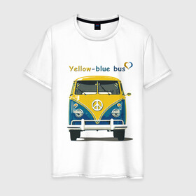Мужская футболка хлопок с принтом Я люблю вас (Yellow-blue bus) в Санкт-Петербурге, 100% хлопок | прямой крой, круглый вырез горловины, длина до линии бедер, слегка спущенное плечо. | Тематика изображения на принте: 14 февраля | bus | camper | i love you | love you | volkswagen | vw | автобус | автомобилисту | английский | бейсболка | бутылка | валентинов день | водителю | день влюбленных | день святого валент | кепка | кружка | люблю