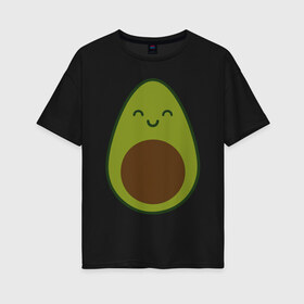 Женская футболка хлопок Oversize с принтом Авокадо (+спина) в Санкт-Петербурге, 100% хлопок | свободный крой, круглый ворот, спущенный рукав, длина до линии бедер
 | avocado | vegan | vegetarian | авокадо | веган | вегетарианство