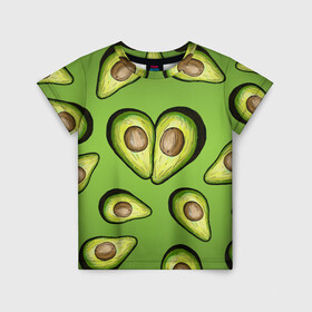 Детская футболка 3D с принтом Люблю авокадо в Санкт-Петербурге, 100% гипоаллергенный полиэфир | прямой крой, круглый вырез горловины, длина до линии бедер, чуть спущенное плечо, ткань немного тянется | food | green | vegetarian | вегетарианец | влюбленность | влюбленные | вместе навсегда | девушке | здоровый | здоровый образ жизни | зелень | кружка | любимая | любимый | люблю | май | натуральный