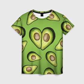 Женская футболка 3D с принтом Люблю авокадо в Санкт-Петербурге, 100% полиэфир ( синтетическое хлопкоподобное полотно) | прямой крой, круглый вырез горловины, длина до линии бедер | food | green | vegetarian | вегетарианец | влюбленность | влюбленные | вместе навсегда | девушке | здоровый | здоровый образ жизни | зелень | кружка | любимая | любимый | люблю | май | натуральный