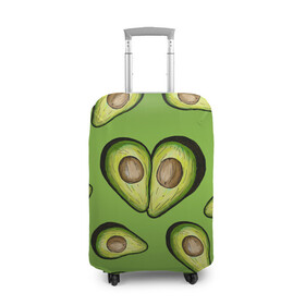 Чехол для чемодана 3D с принтом Люблю авокадо в Санкт-Петербурге, 86% полиэфир, 14% спандекс | двустороннее нанесение принта, прорези для ручек и колес | food | green | vegetarian | вегетарианец | влюбленность | влюбленные | вместе навсегда | девушке | здоровый | здоровый образ жизни | зелень | кружка | любимая | любимый | люблю | май | натуральный