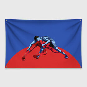 Флаг-баннер с принтом Борьба в Санкт-Петербурге, 100% полиэстер | размер 67 х 109 см, плотность ткани — 95 г/м2; по краям флага есть четыре люверса для крепления | sport | wrestling | борьба | вольная | греко римская | единоборство | спорт