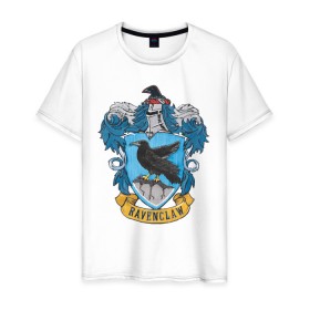 Мужская футболка хлопок с принтом Coat of Ravenclaw в Санкт-Петербурге, 100% хлопок | прямой крой, круглый вырез горловины, длина до линии бедер, слегка спущенное плечо. | vdgerir | гарри поттер | гриффиндор | дамблдор | добби | слизерин | хогвартс