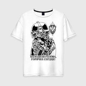 Женская футболка хлопок Oversize с принтом Холодная голова в Санкт-Петербурге, 100% хлопок | свободный крой, круглый ворот, спущенный рукав, длина до линии бедер
 | 