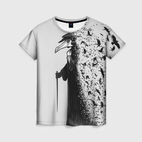 Женская футболка 3D с принтом Чумной доктор в Санкт-Петербурге, 100% полиэфир ( синтетическое хлопкоподобное полотно) | прямой крой, круглый вырез горловины, длина до линии бедер | lord | plague | болезнь | вороны | доктор | маска | птицы | чумной