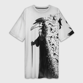 Платье-футболка 3D с принтом Чумной доктор в Санкт-Петербурге,  |  | lord | plague | болезнь | вороны | доктор | маска | птицы | чумной