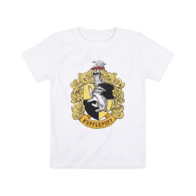 Детская футболка хлопок с принтом Coat of Hufflepuff в Санкт-Петербурге, 100% хлопок | круглый вырез горловины, полуприлегающий силуэт, длина до линии бедер | vdgerir | гарри поттер | гриффиндор | дамблдор | добби | слизерин | хогвартс