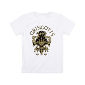 Детская футболка хлопок с принтом Coat of Gringotts в Санкт-Петербурге, 100% хлопок | круглый вырез горловины, полуприлегающий силуэт, длина до линии бедер | vdgerir | гарри поттер | гринготс