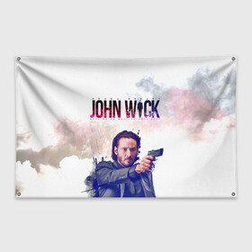 Флаг-баннер с принтом John Wick в Санкт-Петербурге, 100% полиэстер | размер 67 х 109 см, плотность ткани — 95 г/м2; по краям флага есть четыре люверса для крепления | john wick | keanu reeves | боевик | джон уик | киану ривз | кино | пистолет | фильм