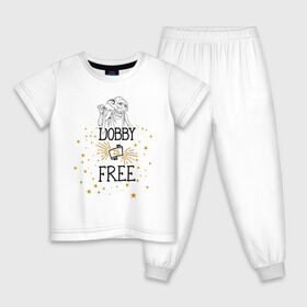 Детская пижама хлопок с принтом Dobby is free в Санкт-Петербурге, 100% хлопок |  брюки и футболка прямого кроя, без карманов, на брюках мягкая резинка на поясе и по низу штанин
 | vdgerir | гарри поттер | гриффиндор | дамблдор | добби | слизерин | хогвартс