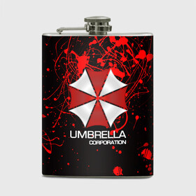 Фляга с принтом UMBRELLA CORP в Санкт-Петербурге, металлический корпус | емкость 0,22 л, размер 125 х 94 мм. Виниловая наклейка запечатывается полностью | Тематика изображения на принте: biohazard | biohazard 7 | crocodile | fang | game | hand | monster | new umbrella | resident evil | resident evil 7 | umbrella | umbrella corp | umbrella corporation | zombie | обитель