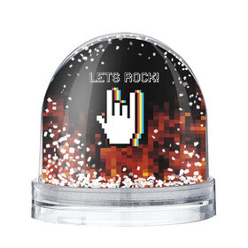 Снежный шар с принтом Lets Rock в Санкт-Петербурге, Пластик | Изображение внутри шара печатается на глянцевой фотобумаге с двух сторон | art | fire | hand | pixel | pixelart | rock | огонь | пиксель | пиксельарт | рок | рука