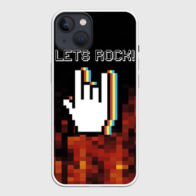 Чехол для iPhone 13 с принтом Lets Rock в Санкт-Петербурге,  |  | art | fire | hand | pixel | pixelart | rock | огонь | пиксель | пиксельарт | рок | рука