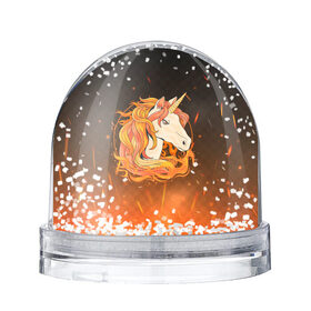 Снежный шар с принтом Огненный единорог в Санкт-Петербурге, Пластик | Изображение внутри шара печатается на глянцевой фотобумаге с двух сторон | pony | грива | единорог | лошадь | огненный | пламя | пони | поняшка | рог | рыжий