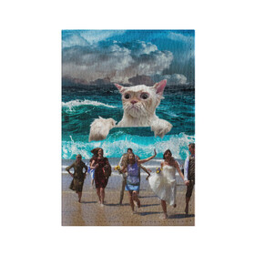 Обложка для паспорта матовая кожа с принтом Морской Кошак в Санкт-Петербурге, натуральная матовая кожа | размер 19,3 х 13,7 см; прозрачные пластиковые крепления | Тематика изображения на принте: cat | mem | mems | вода | волны | кот | котейка | котик | кошак | кошка | мем | мем с котом | мемы | мемы с котом | мокрый кот | море | морской кот | морской кошак | облака | океан | прикол | приколы | тучи | шторм