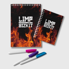 Блокнот с принтом LIMP BIZKIT в Санкт-Петербурге, 100% бумага | 48 листов, плотность листов — 60 г/м2, плотность картонной обложки — 250 г/м2. Листы скреплены удобной пружинной спиралью. Цвет линий — светло-серый
 | Тематика изображения на принте: dj lethal | limp bizkit | rock | джон отто | лимп бизкит | майк смит | музыка | роб уотерс | рок | сэм риверс | терри бальзамо | уэс борланд | фред дёрст