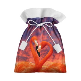 Подарочный 3D мешок с принтом Flamingo Love в Санкт-Петербурге, 100% полиэстер | Размер: 29*39 см | 14 февраля | 8 марта | валентинов день | верность | влюбленность | влюбленные | вместе | вместе навсегда | девушке | женат | женский день | женский праздник | закат | замужем | кружка | любимая