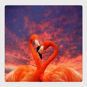Магнитный плакат 3Х3 с принтом Flamingo Love в Санкт-Петербурге, Полимерный материал с магнитным слоем | 9 деталей размером 9*9 см | 14 февраля | 8 марта | валентинов день | верность | влюбленность | влюбленные | вместе | вместе навсегда | девушке | женат | женский день | женский праздник | закат | замужем | кружка | любимая