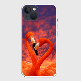 Чехол для iPhone 13 с принтом Flamingo Love в Санкт-Петербурге,  |  | 14 февраля | 8 марта | валентинов день | верность | влюбленность | влюбленные | вместе | вместе навсегда | девушке | женат | женский день | женский праздник | закат | замужем | кружка | любимая