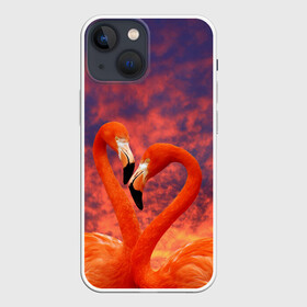Чехол для iPhone 13 mini с принтом Flamingo Love в Санкт-Петербурге,  |  | 14 февраля | 8 марта | валентинов день | верность | влюбленность | влюбленные | вместе | вместе навсегда | девушке | женат | женский день | женский праздник | закат | замужем | кружка | любимая