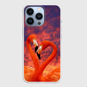 Чехол для iPhone 13 Pro с принтом Flamingo Love в Санкт-Петербурге,  |  | 14 февраля | 8 марта | валентинов день | верность | влюбленность | влюбленные | вместе | вместе навсегда | девушке | женат | женский день | женский праздник | закат | замужем | кружка | любимая