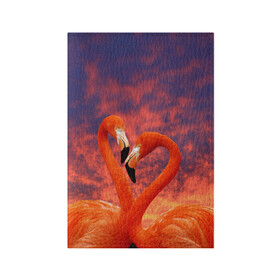 Обложка для паспорта матовая кожа с принтом Flamingo Love в Санкт-Петербурге, натуральная матовая кожа | размер 19,3 х 13,7 см; прозрачные пластиковые крепления | 14 февраля | 8 марта | валентинов день | верность | влюбленность | влюбленные | вместе | вместе навсегда | девушке | женат | женский день | женский праздник | закат | замужем | кружка | любимая