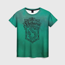 Женская футболка 3D с принтом Coat of Slytherin в Санкт-Петербурге, 100% полиэфир ( синтетическое хлопкоподобное полотно) | прямой крой, круглый вырез горловины, длина до линии бедер | vdgerir | гарри поттер | гриффиндор | дамблдор | добби | слизерин | хогвартс