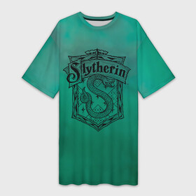 Платье-футболка 3D с принтом Coat of Slytherin в Санкт-Петербурге,  |  | Тематика изображения на принте: vdgerir | гарри поттер | гриффиндор | дамблдор | добби | слизерин | хогвартс