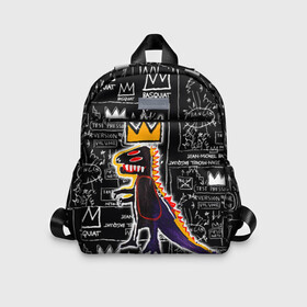 Детский рюкзак 3D с принтом Basquiat Dinosaur в Санкт-Петербурге, 100% полиэстер | лямки с регулируемой длиной, сверху петелька, чтобы рюкзак можно было повесить на вешалку. Основное отделение закрывается на молнию, как и внешний карман. Внутри дополнительный карман. По бокам два дополнительных кармашка | art | louis vuitton | lv