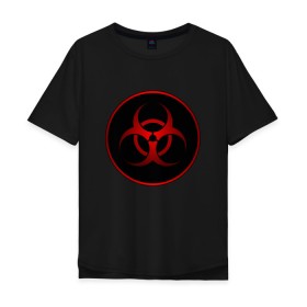 Мужская футболка хлопок Oversize с принтом Biohazard в Санкт-Петербурге, 100% хлопок | свободный крой, круглый ворот, “спинка” длиннее передней части | biohazard | бактерии | бактерия | биологическая опасность | вирус | вирусы | заражение | зараза | заразный | знак | микроб | микробы | опасно | опасность | предупреждение | эпидемия