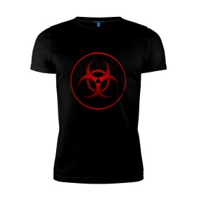 Мужская футболка премиум с принтом Biohazard в Санкт-Петербурге, 92% хлопок, 8% лайкра | приталенный силуэт, круглый вырез ворота, длина до линии бедра, короткий рукав | biohazard | бактерии | бактерия | биологическая опасность | вирус | вирусы | заражение | зараза | заразный | знак | микроб | микробы | опасно | опасность | предупреждение | эпидемия