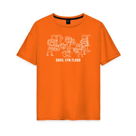 Женская футболка хлопок Oversize с принтом DDoS: SYN Flood white в Санкт-Петербурге, 100% хлопок | свободный крой, круглый ворот, спущенный рукав, длина до линии бедер
 | ddos | it comics | it комикс | syn flood | ддос | ддос атака