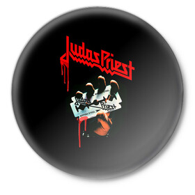 Значок с принтом Judas Priest в Санкт-Петербурге,  металл | круглая форма, металлическая застежка в виде булавки | judas | priest | грув метал | группа | рок | хард рок | хеви метал
