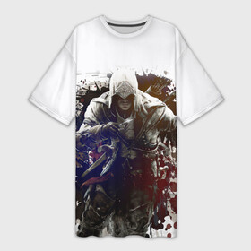 Платье-футболка 3D с принтом Assassins Creed в Санкт-Петербурге,  |  | blood | game | асасин | ассасин | ассасин крид | ассассин | ассассин крид | дезмонд майлс | дитя ассассинов | игра | кровь | надпись | оружие
