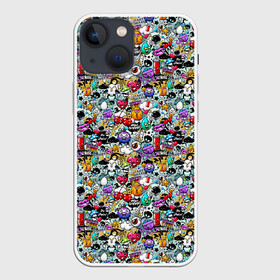Чехол для iPhone 13 mini с принтом Stickerboom в Санкт-Петербурге,  |  | art | bomb | graffiti | hearts | monsters | stars | stickerboom | stickers | texture | арт | бомба | вишня | граффити | звезды | монстры | мороженое | сердечки | стикербум | стикеры | текстура