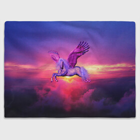 Плед 3D с принтом Dusk Sky Horse в Санкт-Петербурге, 100% полиэстер | закругленные углы, все края обработаны. Ткань не мнется и не растягивается | Тематика изображения на принте: высота | закат | конь | крылья | легенды | летать | летающий | лошадь | мистический | мифология | мифы | небесный | небо | облака | облач | пегас | плед | подушка | полет | пурпурный | сумерки | сумка