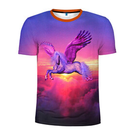Мужская футболка 3D спортивная с принтом Dusk Sky Horse в Санкт-Петербурге, 100% полиэстер с улучшенными характеристиками | приталенный силуэт, круглая горловина, широкие плечи, сужается к линии бедра | высота | закат | конь | крылья | легенды | летать | летающий | лошадь | мистический | мифология | мифы | небесный | небо | облака | облач | пегас | плед | подушка | полет | пурпурный | сумерки | сумка